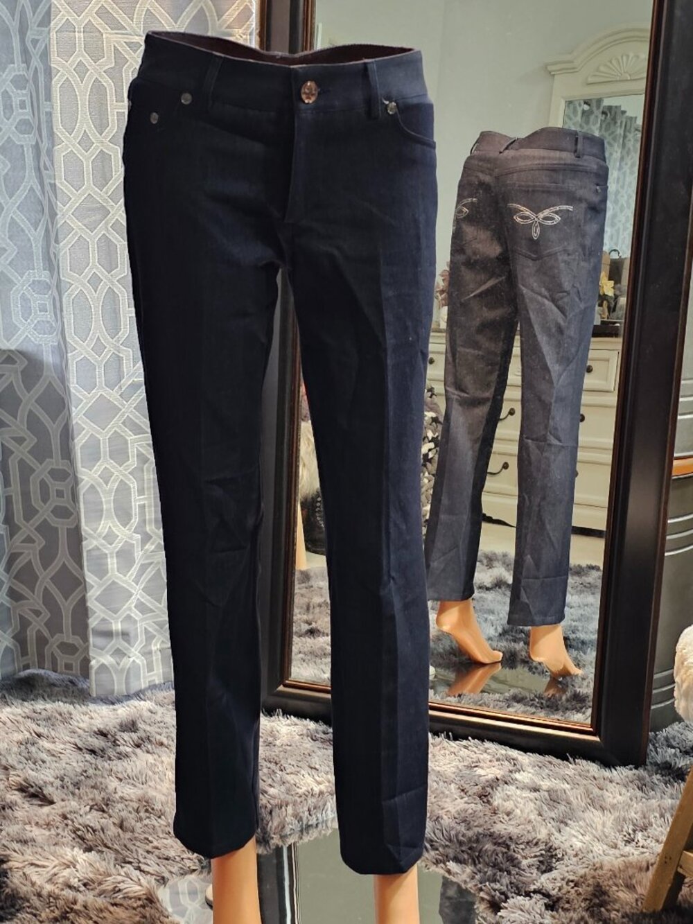 Centre Ville Paris Stretch Dress Trousers – Embroidered Pockets – Size 4